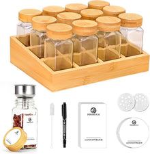 Gewürzregal Bambuspalette 12 Gewürzgläser Organizer Etiketten