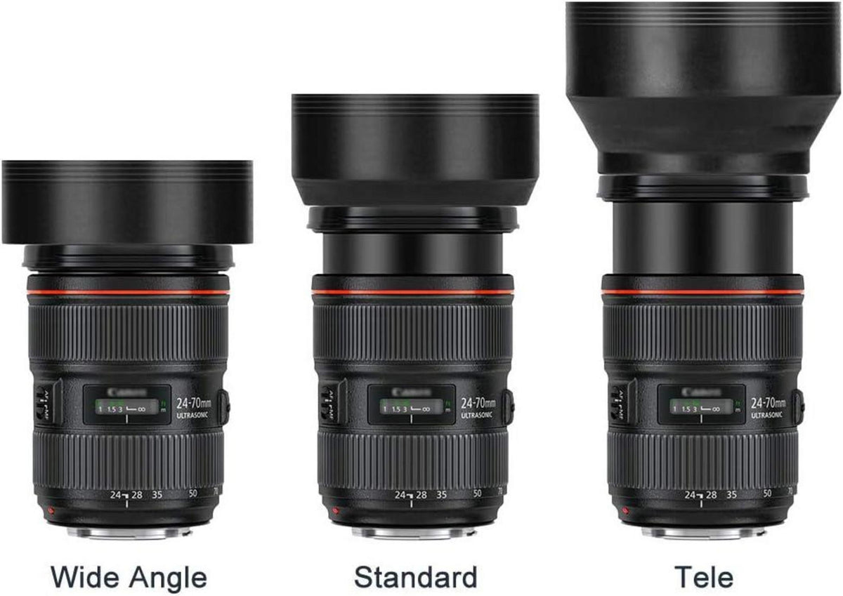 58mm Gegenlichtblende Set Universal Gummi Sonnenblende + Tulip Blume