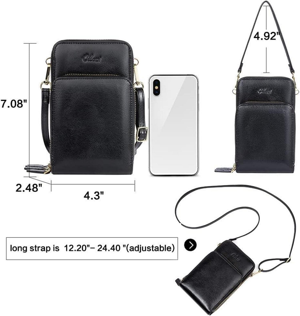 Handytasche Damen Crossbody Clutch Leder Umhängetasche Geldbörse
