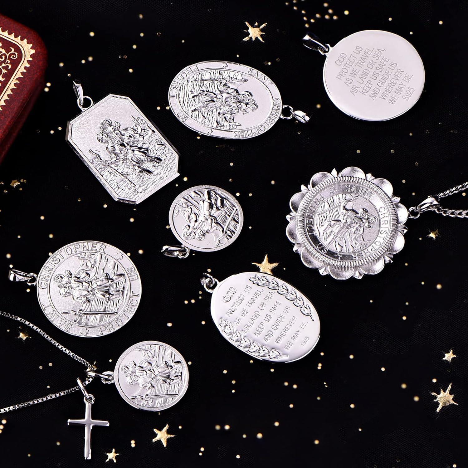 Heiliger Christophorus Kette 925 Sterling Silber Antiqued Talisman