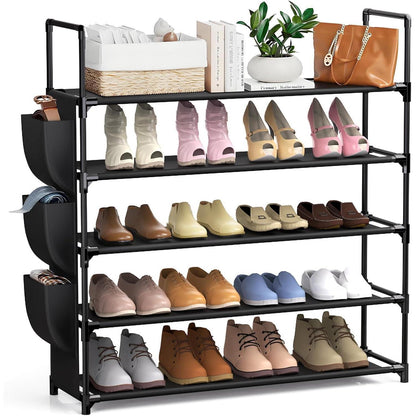 esonstyle Schuhregal 4 Ebenen Klein Leichtgewicht Schwarz