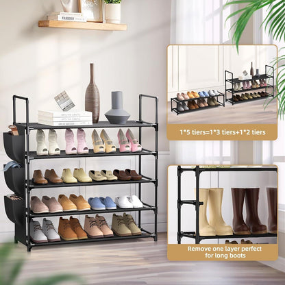 esonstyle Schuhregal 4 Ebenen Klein Leichtgewicht Schwarz