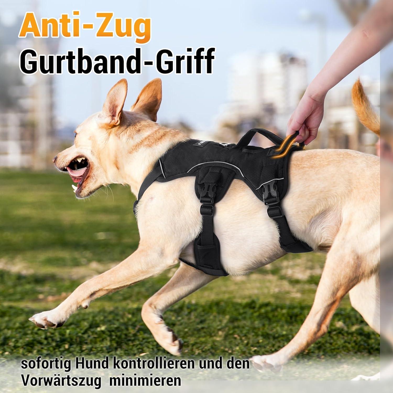 rabbitgoo Ausbruchsicheres Hundegeschirr Schwarz Mittelgroße Anti Zug