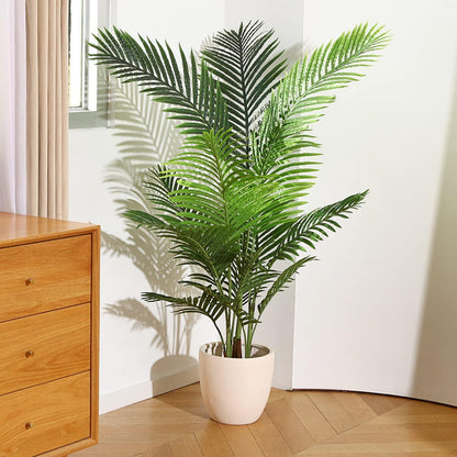 Fopamtri Künstliche Areca Palme 140 cm Fake Palm Tree 15 Stämme Faux Tree Indoor Outdoor Modern Decor für Home Office
