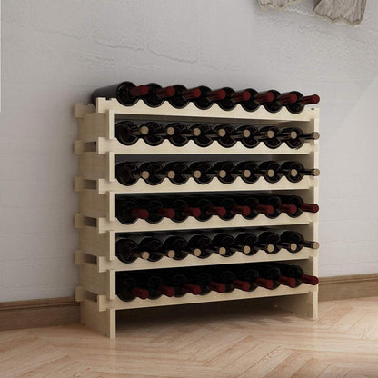 Weinregal aus Massivholz für 48 Flaschen, 6 Ebenen, 90x30x81cm