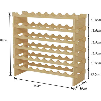 Weinregal aus Massivholz für 48 Flaschen, 6 Ebenen, 90x30x81cm