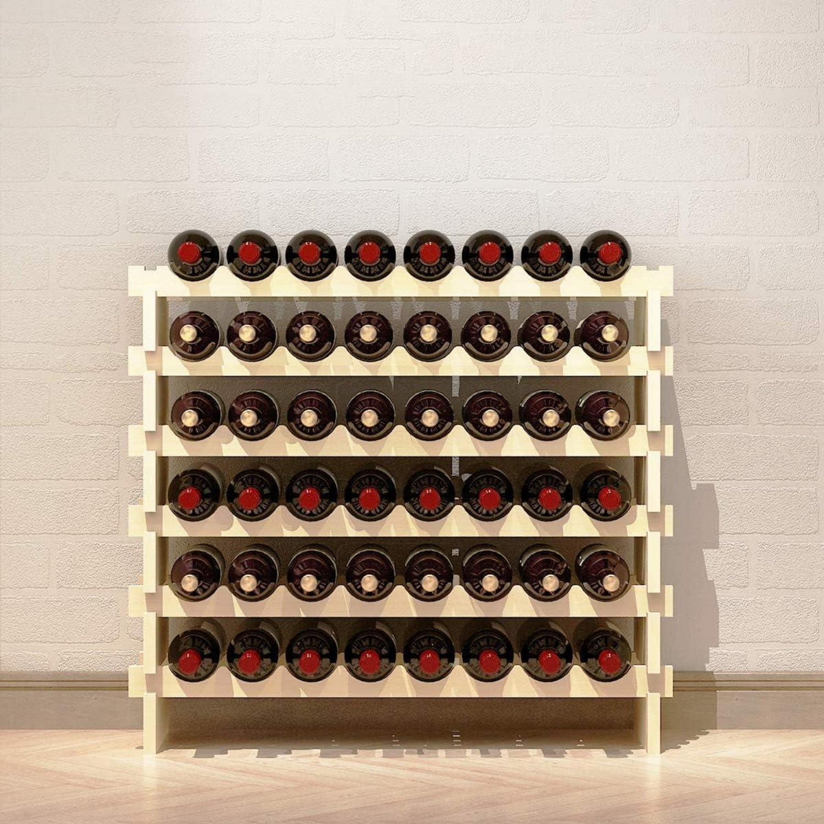 Weinregal aus Massivholz für 48 Flaschen, 6 Ebenen, 90x30x81cm