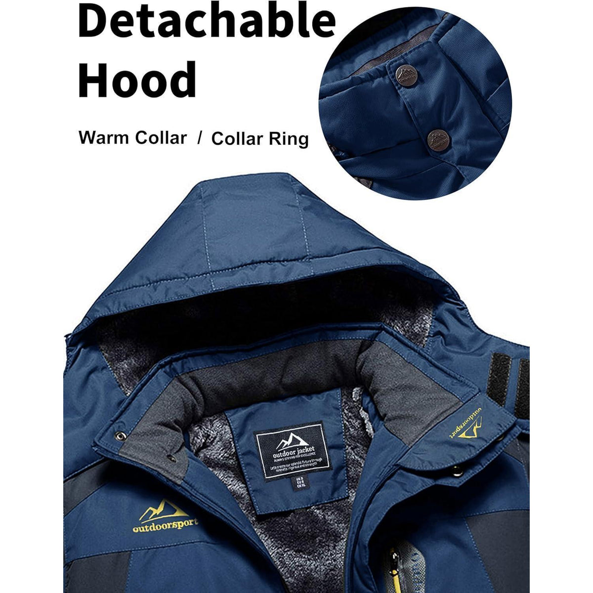Herren Fleecejacke Winter Warm Gefüttert Skijacke Blau 3XL