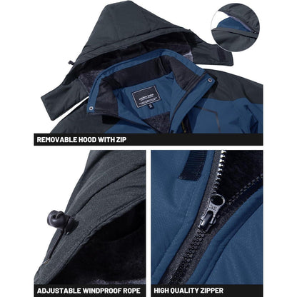 Herren Winterjacke wasserdicht warm gefüttert mit Kapuze XXL Denim Blau