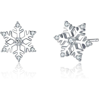 Damen Schneeflocke Ohrstecker 925 Sterling Silber