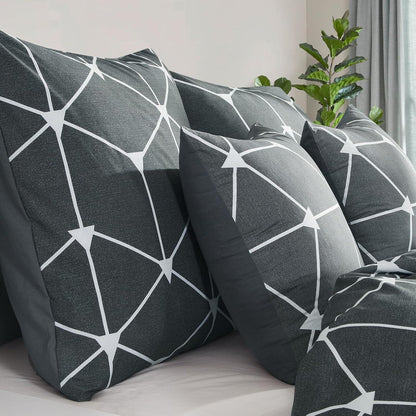 Bettwäsche Set 200x220 Anthrazit Geometrie Muster Mikrofaser