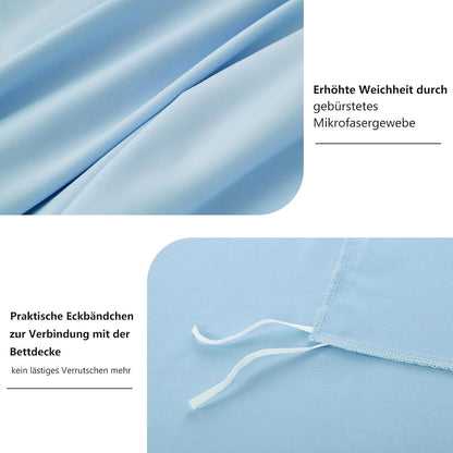 Bettwäsche 200x220 Blau 3tlg. Set Mikrofaser Weich Bügelfrei