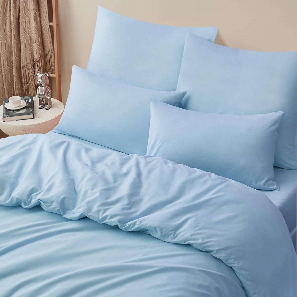 Bettwäsche-Set für Doppelbett mit Reißverschluss 200x220cm Blau