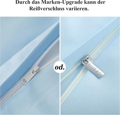 Bettwäsche 220x240 Blau 3teilig - Mikrofaser Weich & Bügelfrei