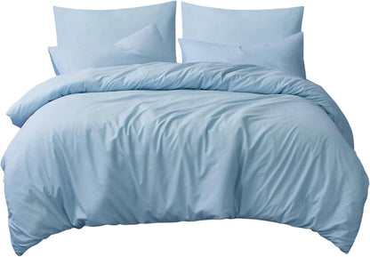 Bettwäsche Blau 200x200 Mikrofaser Set 3tlg. Kissenbezug RUIKASI