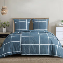 Bettwäsche Set 135x200cm 4-teilig Blau Karo Mikrofaser Reißverschluss