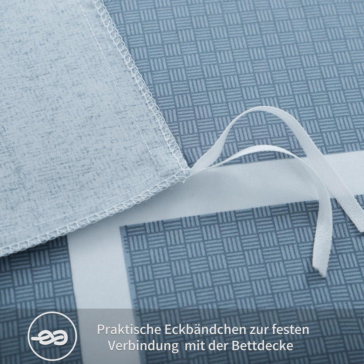 Bettwäsche 135x200 4tlg Blau Karo Muster Mikrofaser Weich Bügelfrei