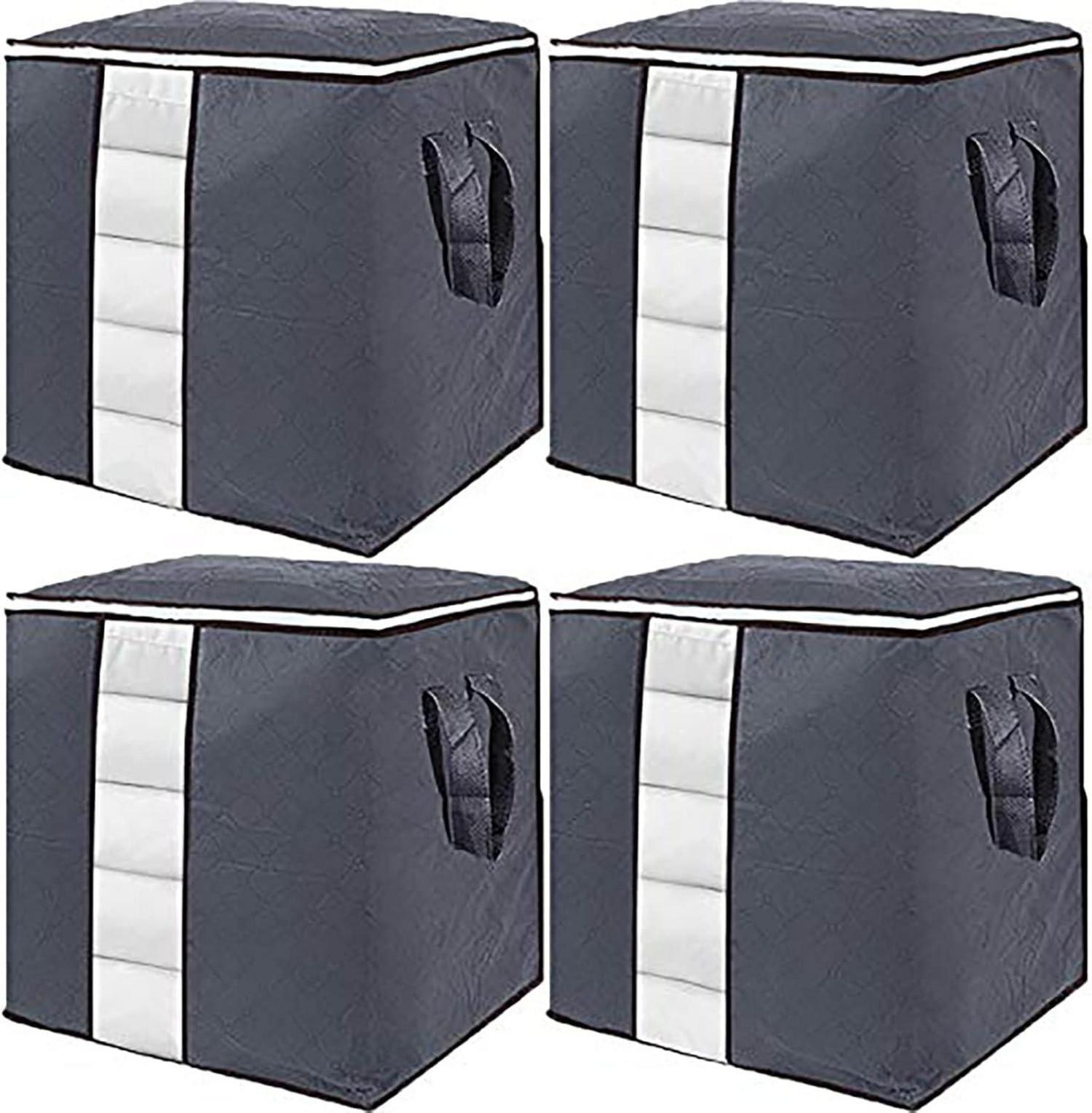 Aufbewahrungstasche 4er Set, Faltbare Aufbewahrungsbox mit Deckel und