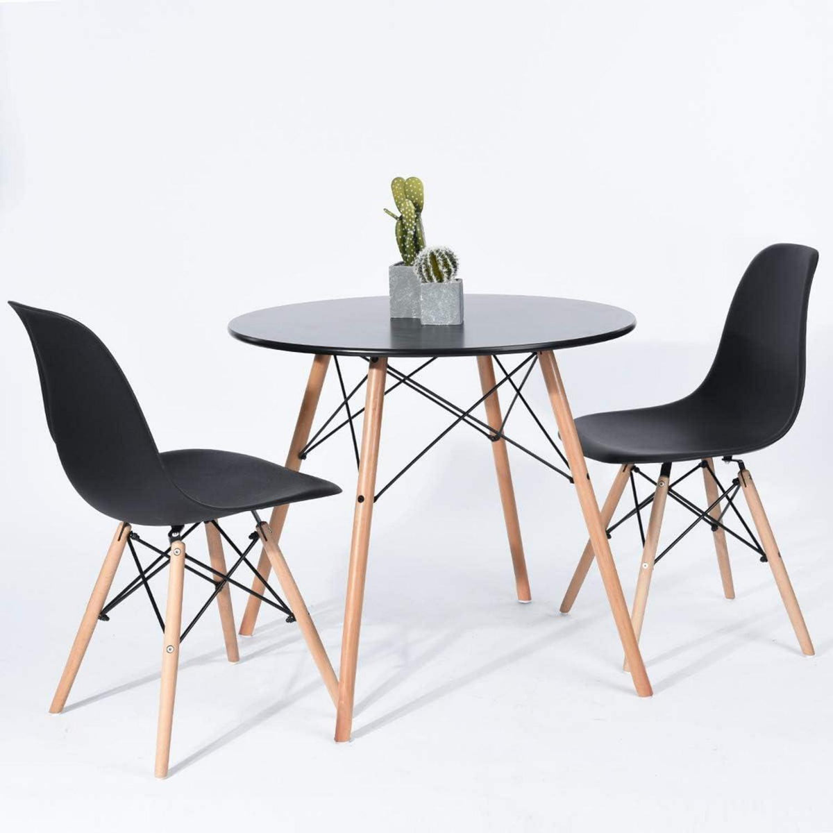 Moderner runder Esstisch 80x80cm Schwarz
