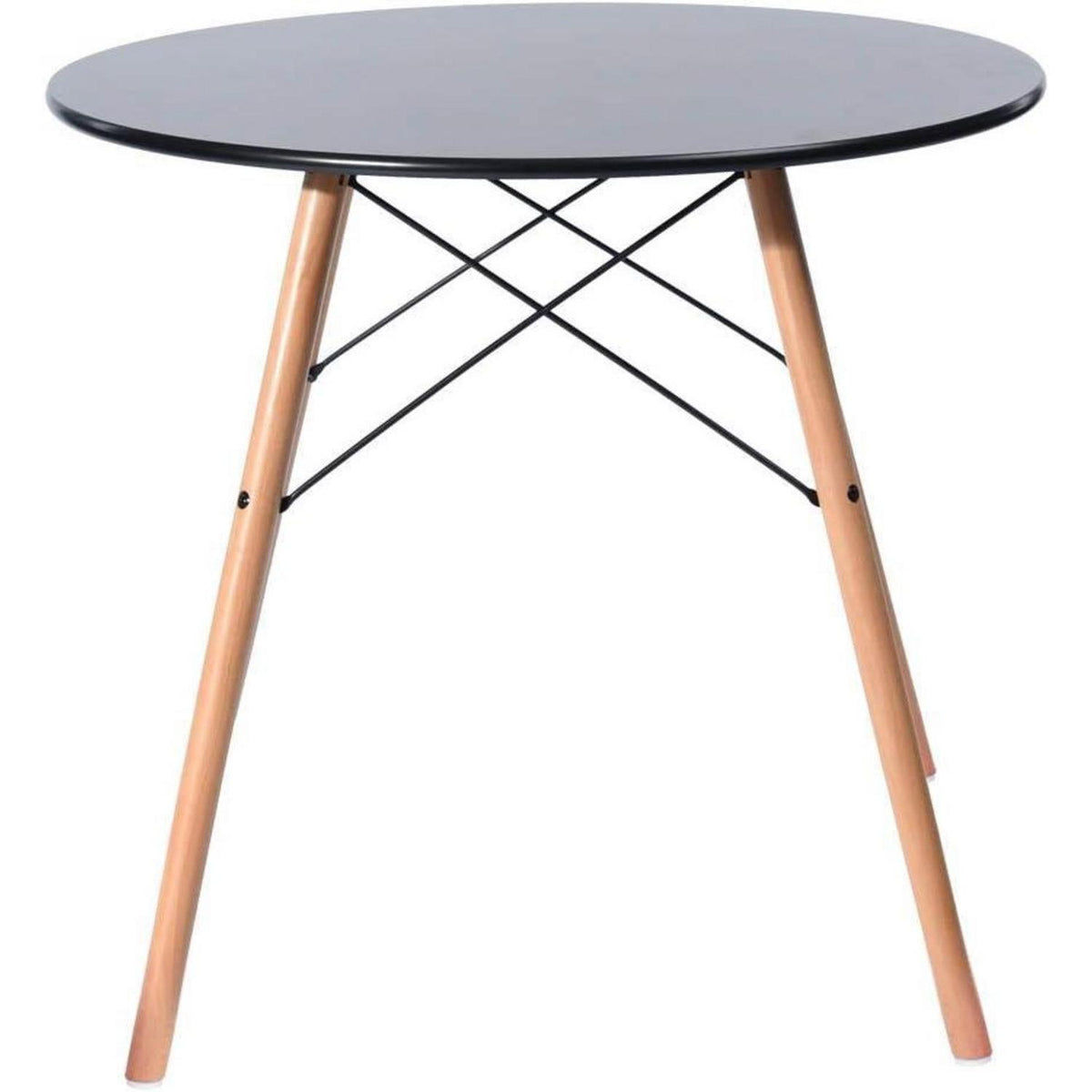 Moderner runder Esstisch 80x80cm Schwarz