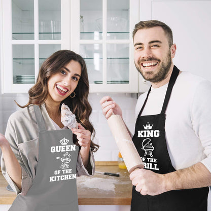 Lustige Paarschürzen Set Schwarz mit personalisiertem Druck