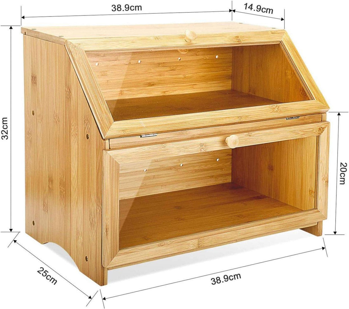 Brotkasten 2 Etagen Bambus lebensmittelecht pflegeleicht 39x25x32cm