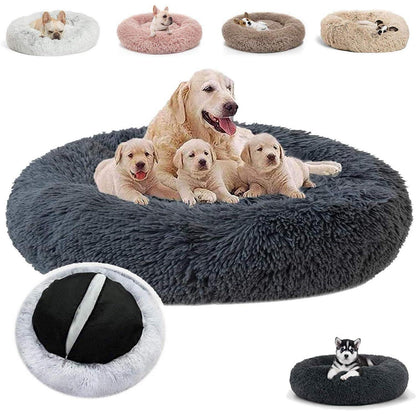 Rundes Hundebett Plüsch 3XL (100cm) Waschbar & Rutschfest