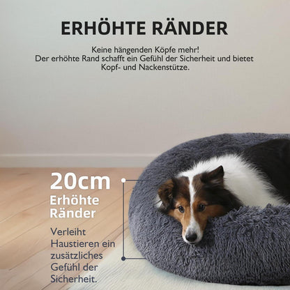Rundes Hundebett Plüsch 3XL (100cm) Waschbar & Rutschfest