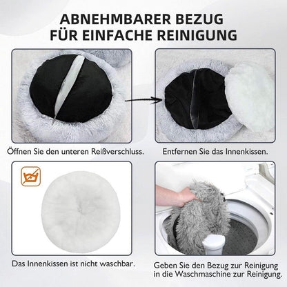 Plüsch Hundebett Groß – Flauschig, Waschbar, 120x120cm Coffee