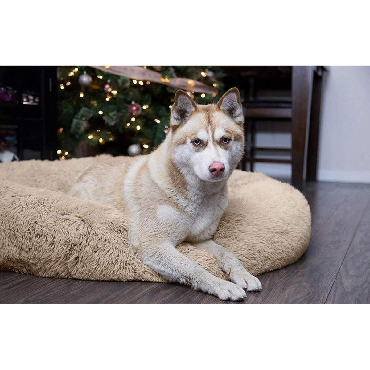 Plüsch Hundebett Groß – Waschbar, Rutschfest, Beige