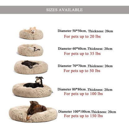 Plüsch Hundebett Groß – Waschbar, Rutschfest, Beige
