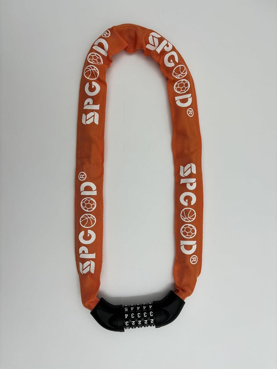 Fahrradschloss mit Zahlen-Code, hohe Sicherheitsstufe, gehärtete Stahlkette, orange