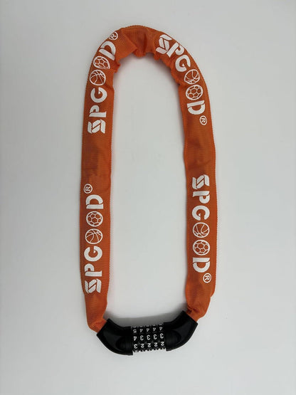 Fahrradschloss mit Zahlen-Code, hohe Sicherheitsstufe, gehärtete Stahlkette, orange