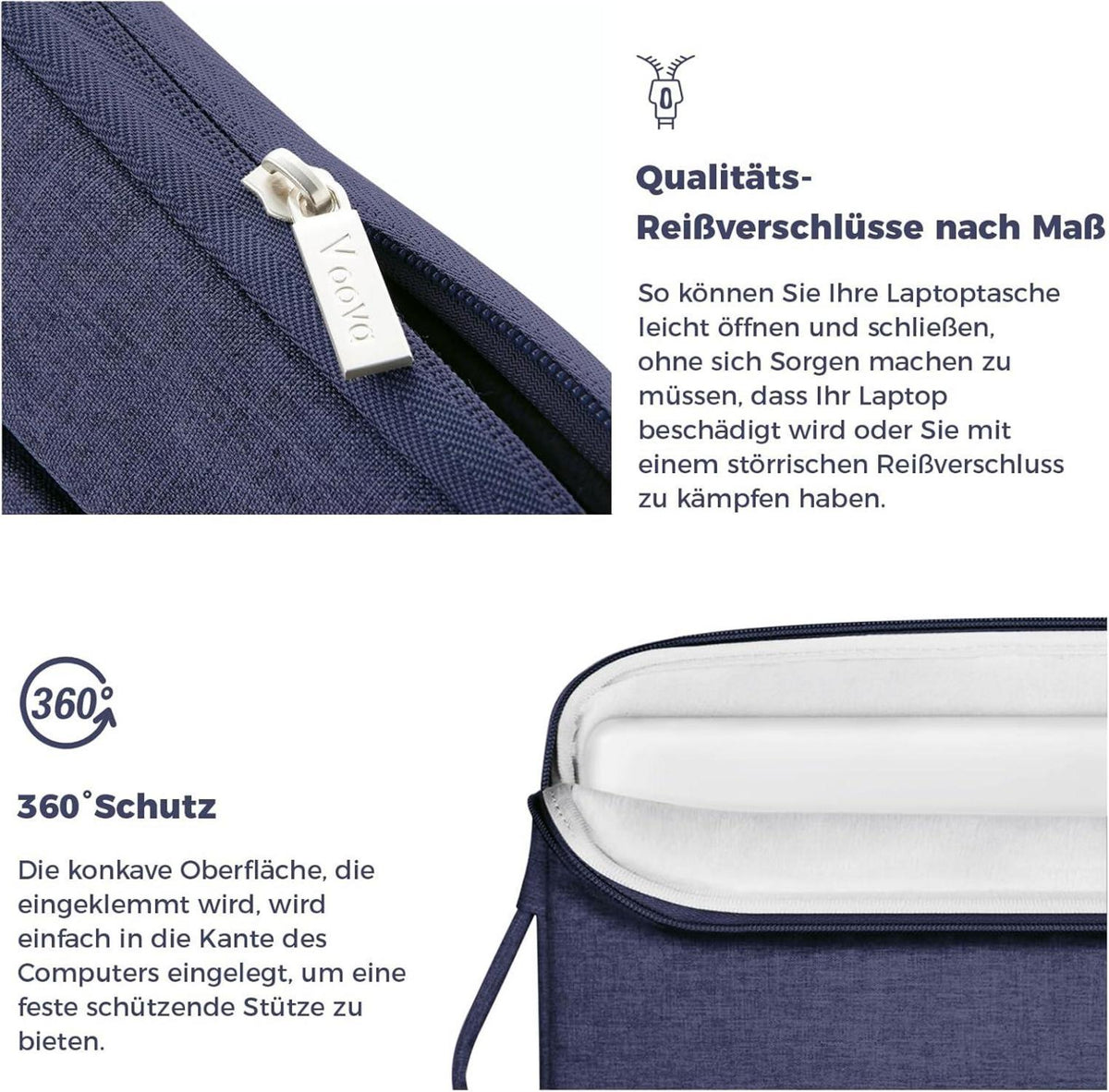Voova Laptop Hülle 14 14.6 Zoll: Wasserdicht Laptophülle Notebook Tasche Blau