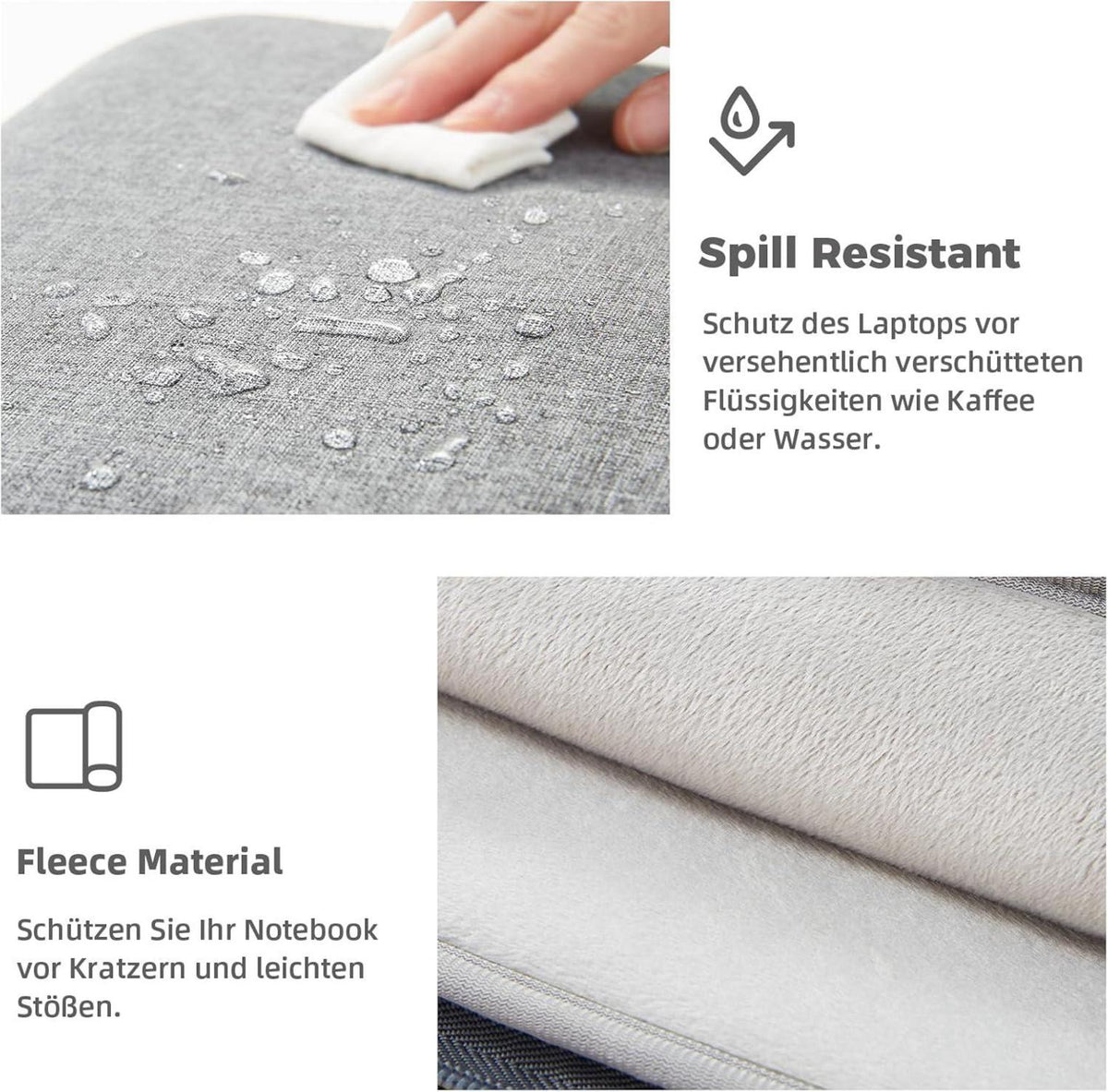 Voova 12.9 13 Zoll Laptophülle MacBook Air Pro iPad Tablet Tasche Hülle Laptoptasche Grau