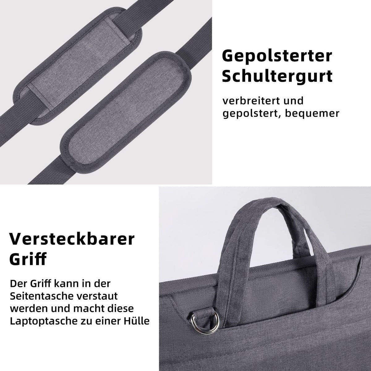 Laptoptasche 17,3 Zoll Leicht Wasserdicht Stoßfest Grau für Apple Dell
