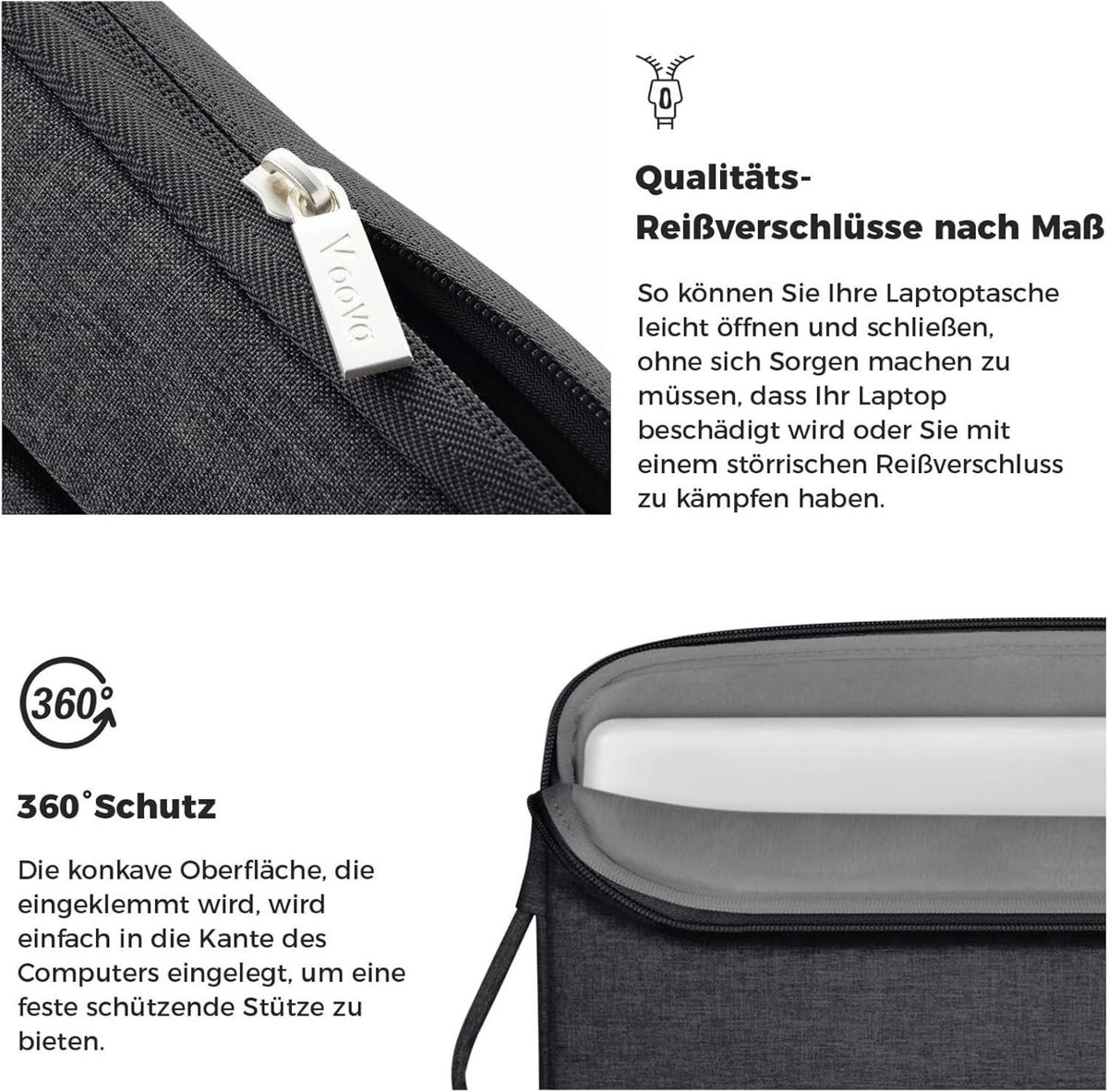 Laptoptasche 14 Zoll MacBook Air Pro Tasche Hülle Schwarz Flanell Schwamm