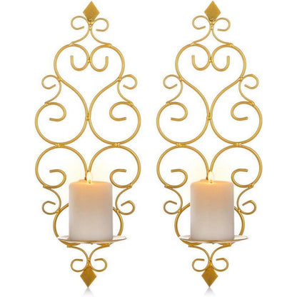 Sziqiqi Wandkerzenhalter Set Metall Gold Wohnzimmer