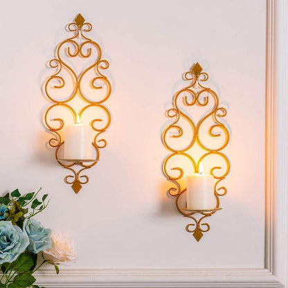 Sziqiqi Wandkerzenhalter Set Metall Gold Wohnzimmer