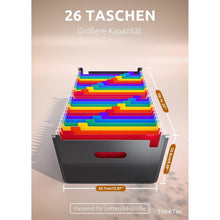26 Fächer A4 Sortiermappe Organizer mit Netztasche & bunten