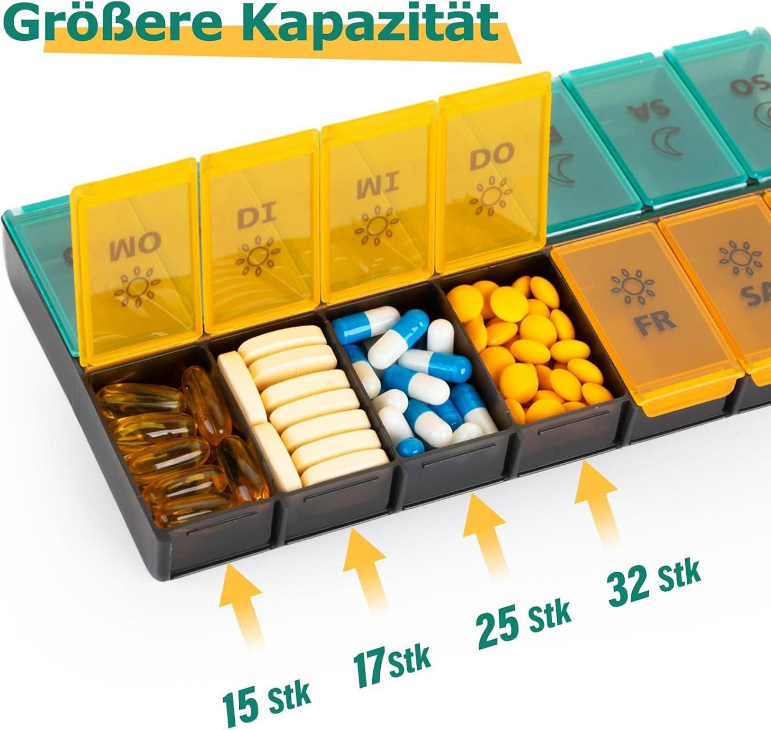 Tablettenbox 7 Tage XL für Vitamine & Medikamente Blau