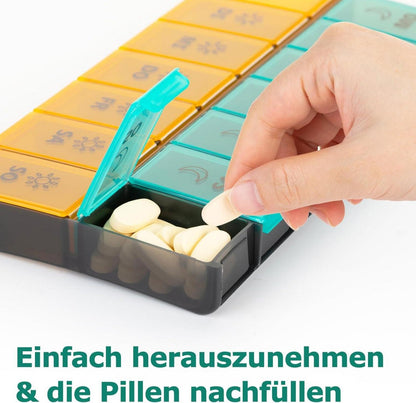 Tablettenbox 7 Tage XL Groß Pillendose für Medikamente und Vitamine Blau