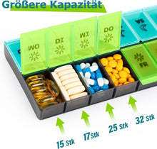 Pillendose 7 Tage XL Feuchtigkeitsfest 14 Fächer Vitamine