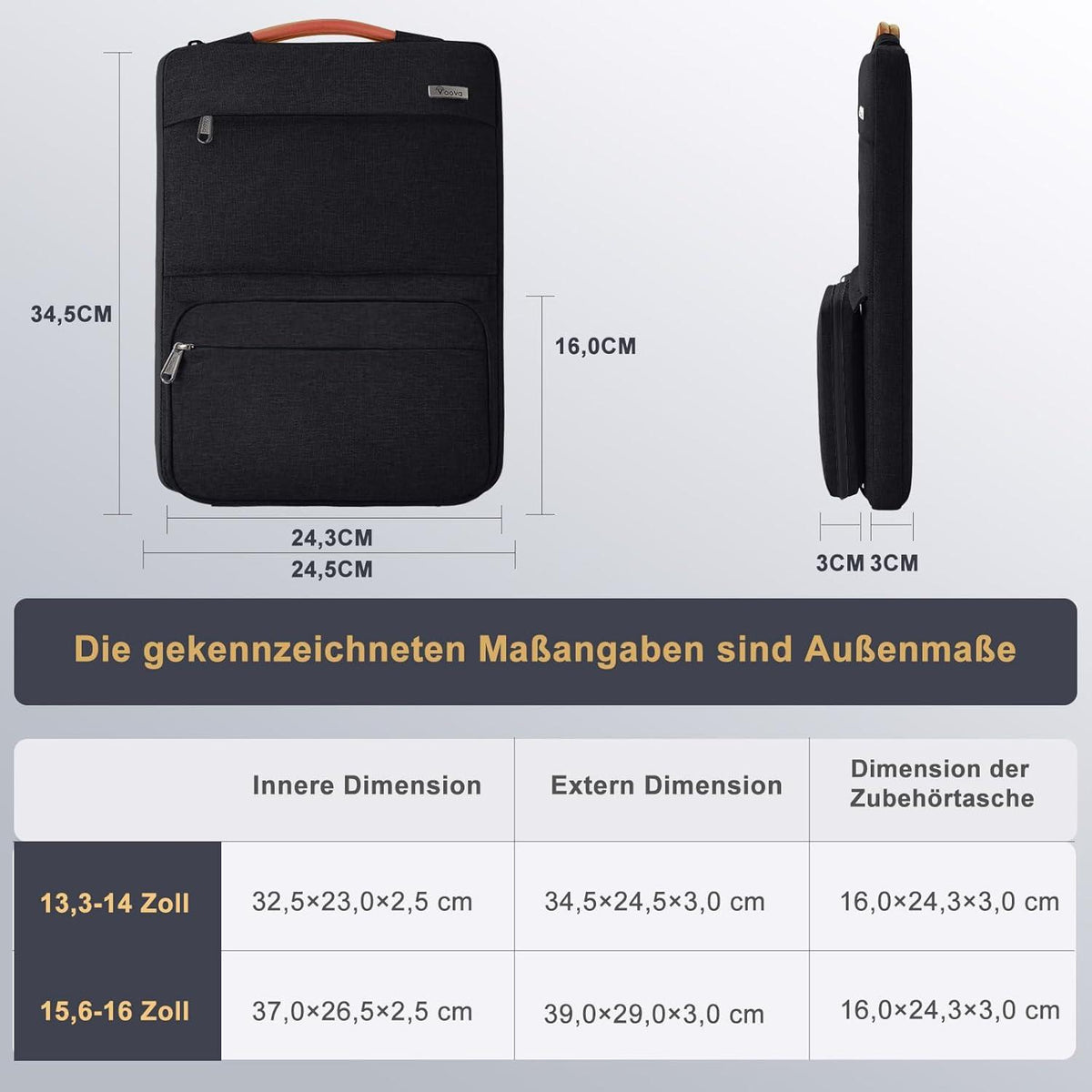 Voova Laptoptasche 14 Zoll MacBook Air M1 M2 Pro Hülle 13,3