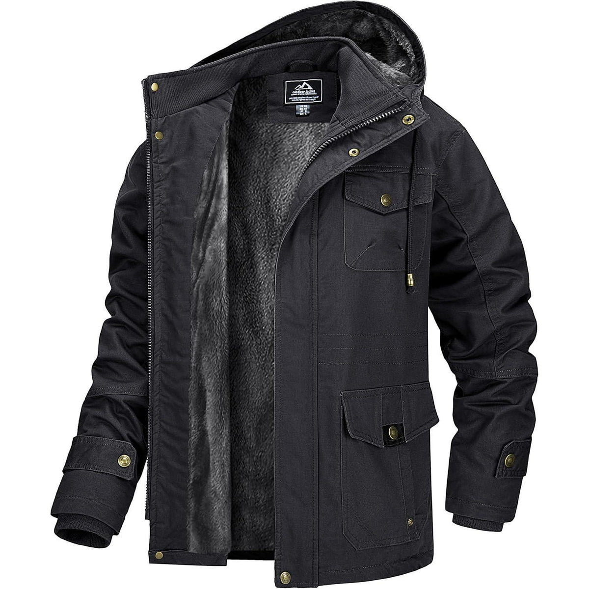 Warme Winterjacke Herren mit abnehmbarer Kapuze Grau