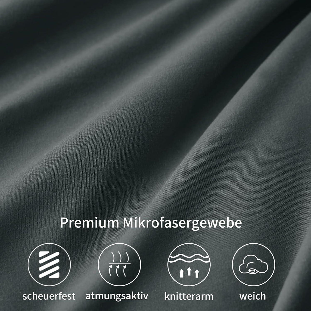 2er Set Kissenbezug 80x80 Grau Mikrofaser Reißverschluss