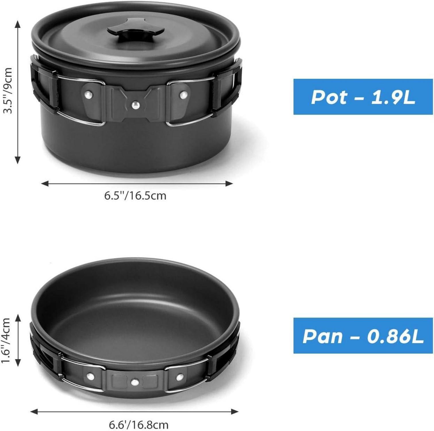 Camping Geschirr Set Kochset 17-teilig Aluminium Outdoor Cooking Kit