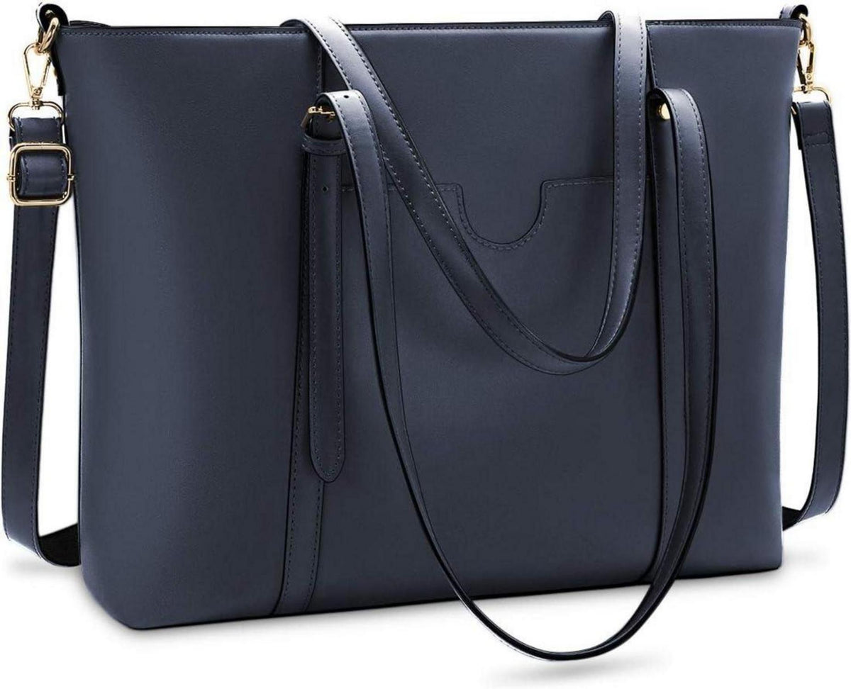 Großer Schwarz PU Leder Shopper 15.6 Zoll Laptop Handtasche