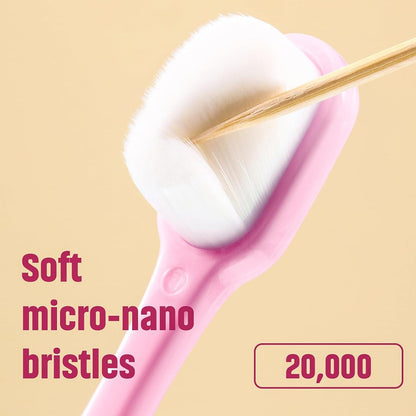 4er Set Extra Weiche Zahnbürsten Mikro Nano Handzahnbürste Erwachsene Kinder Blau Rosa