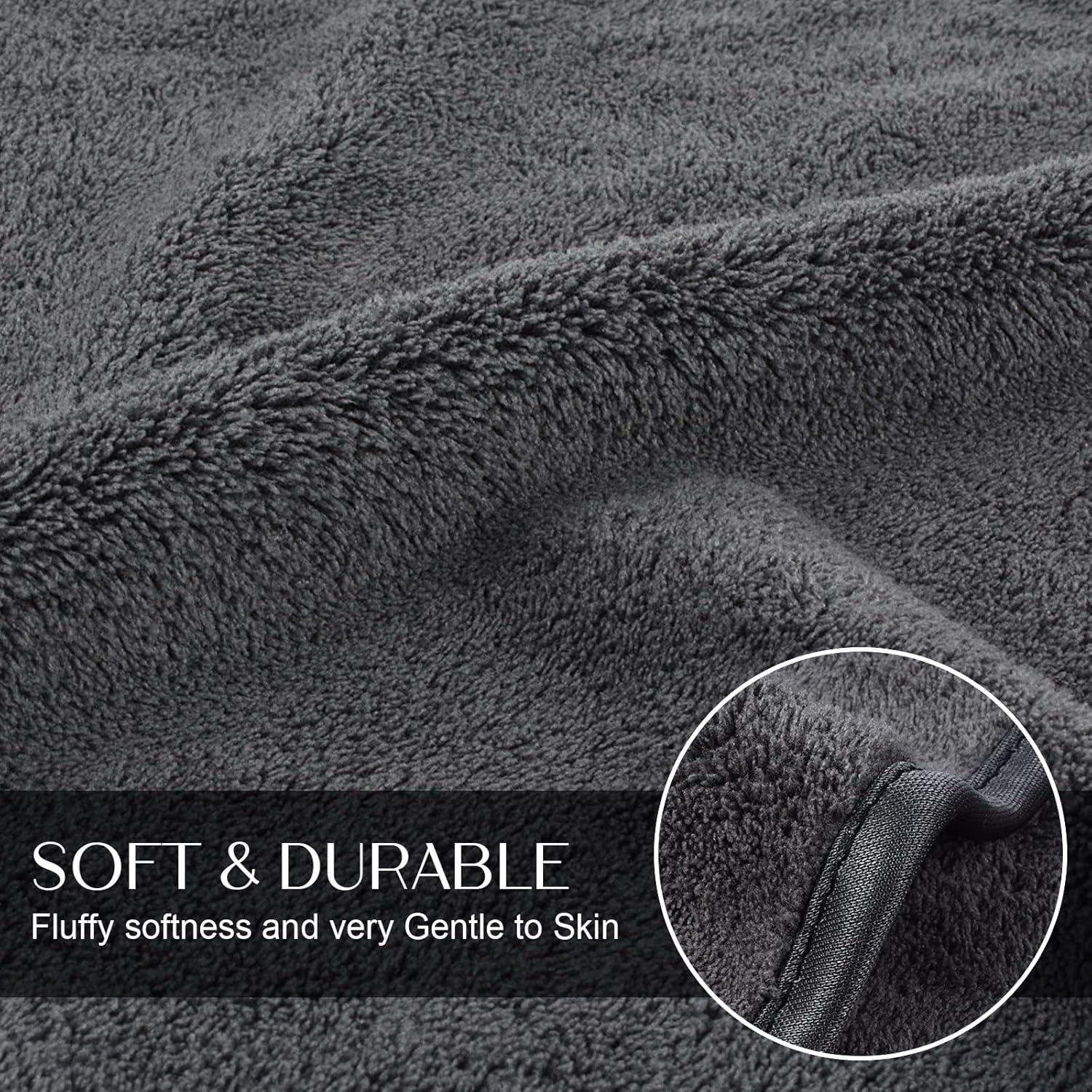 2er Pack Microfaser Handtücher 40cm x 76cm Saugstark Dunkelgrau